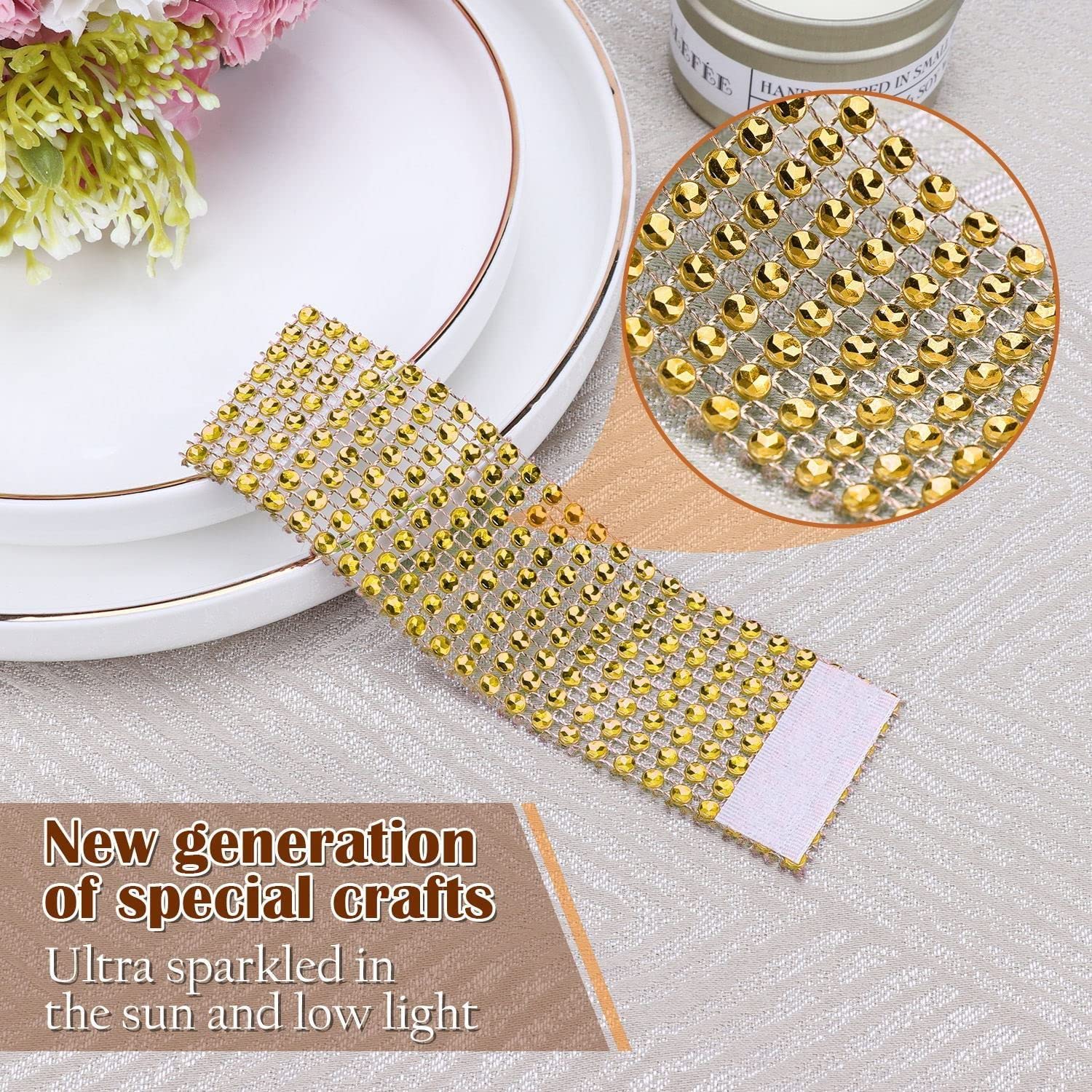 Tioncy 100 portatovaglioli in acciaio inox color oro con diamante a