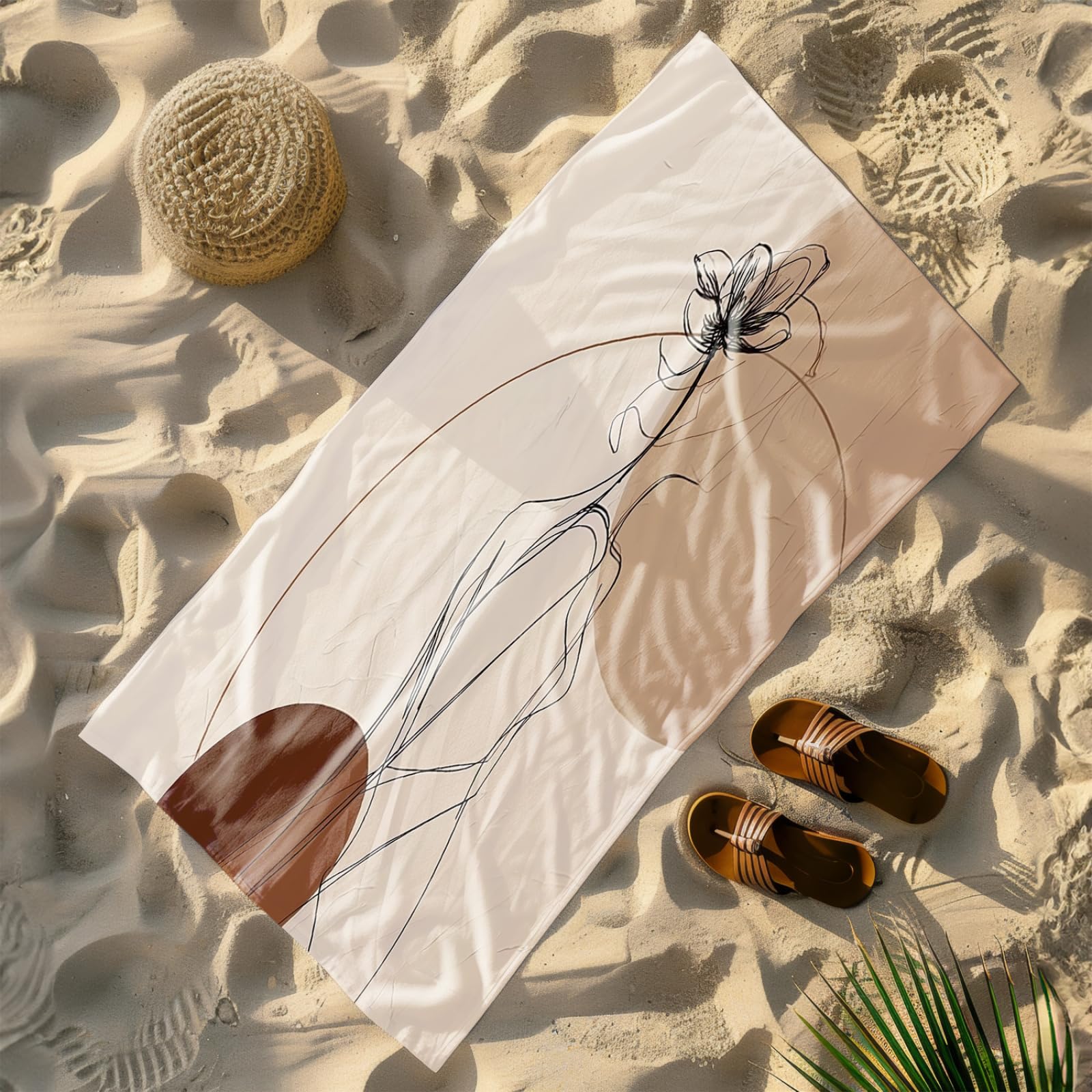 Strandtuch 200X200 Braune Kunst Strandtücher Mikrofaser Kompakt und Sandfest,Strand Handtuch,Leicht und Schnelltrocknend Reisehandtuch für Den Strand,Gym