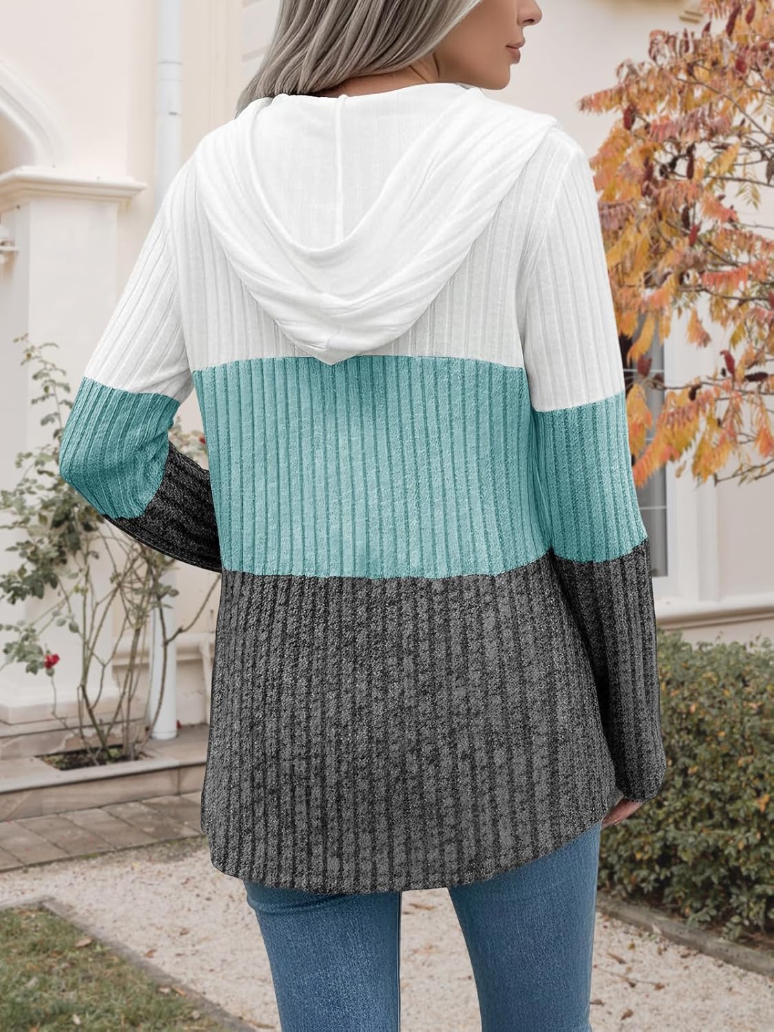 Womens Sweaters Fall Clothes Color Block Half Zip Womens Hoodies Elegant Sweatshirts Lightweight Tops Fashion Tunic - Image 3