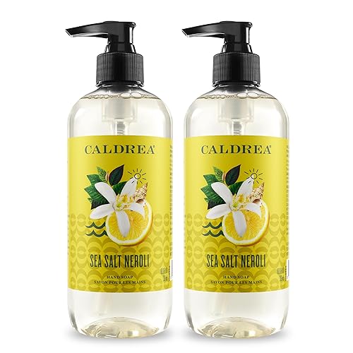 Caldrea Jabón de lavado de manos, gel de aloe vera, aceite de oliva y aceites esenciales para limpiar y acondicionar, sal marina Neroli, 10.8 onzas,