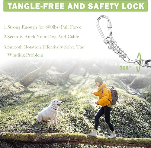 Miniatura 3 de Cable de amarre para perros de 10152030 pies para entrenamiento con gancho giratorio, cadenas reflectantes verdeazulmorado para perros exteriores