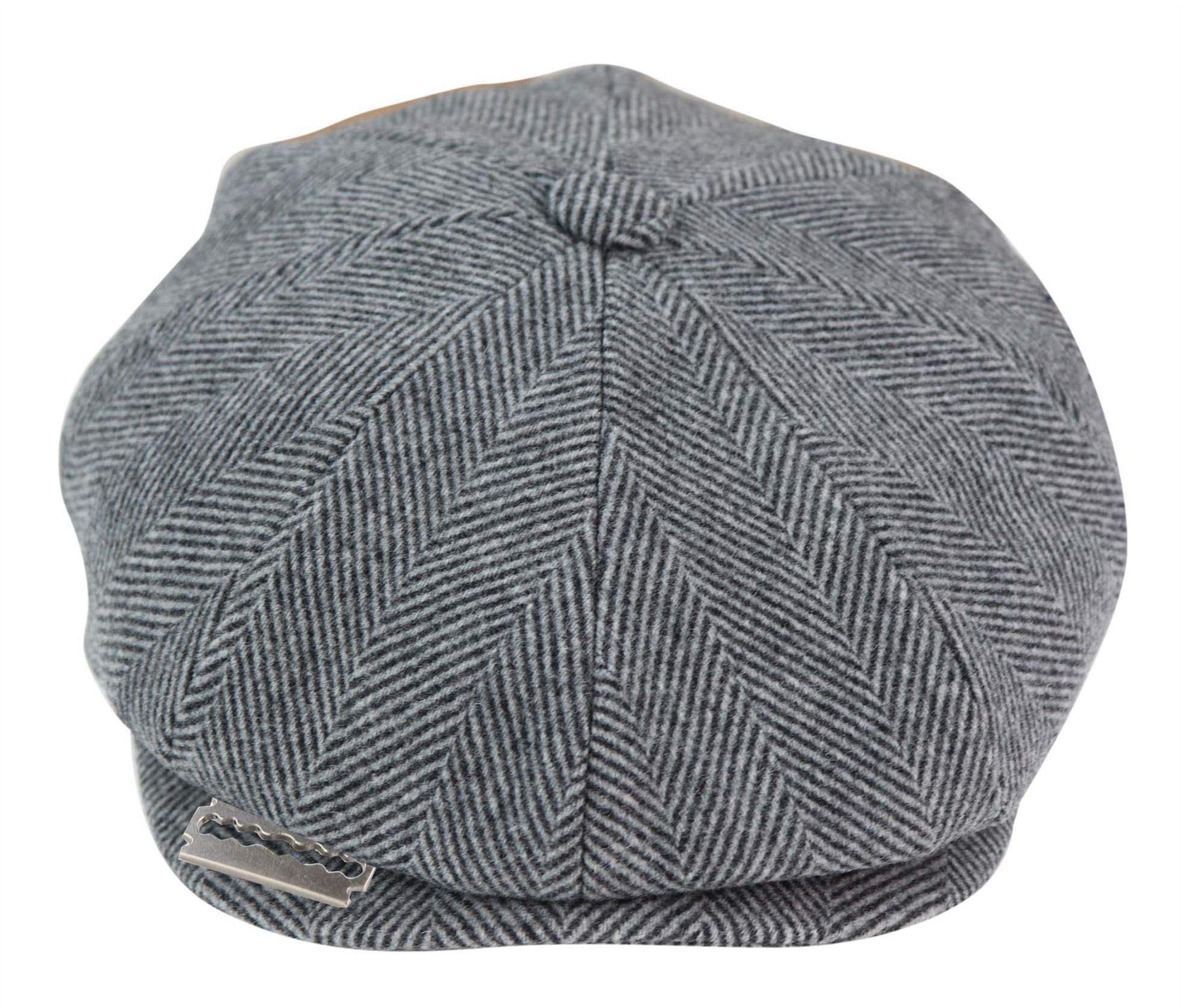 TruClothing Mens Tweed Newsboy Cap Blinder Baker Boy Razor Flat Cap Grandad Hat 8 Panel Grey S