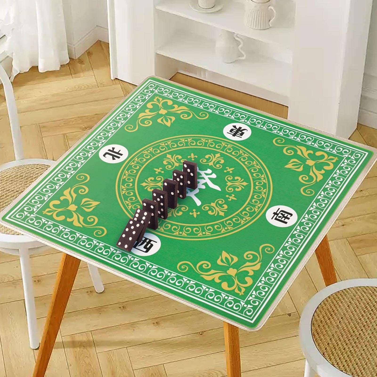Mahjong Mat – Tapis de Jeu carré de 80 x 80 cm – Housse antidérapante pour Les Amateurs de Mahjong, Tapis de Jeu pour Jeux de Cartes de Poker