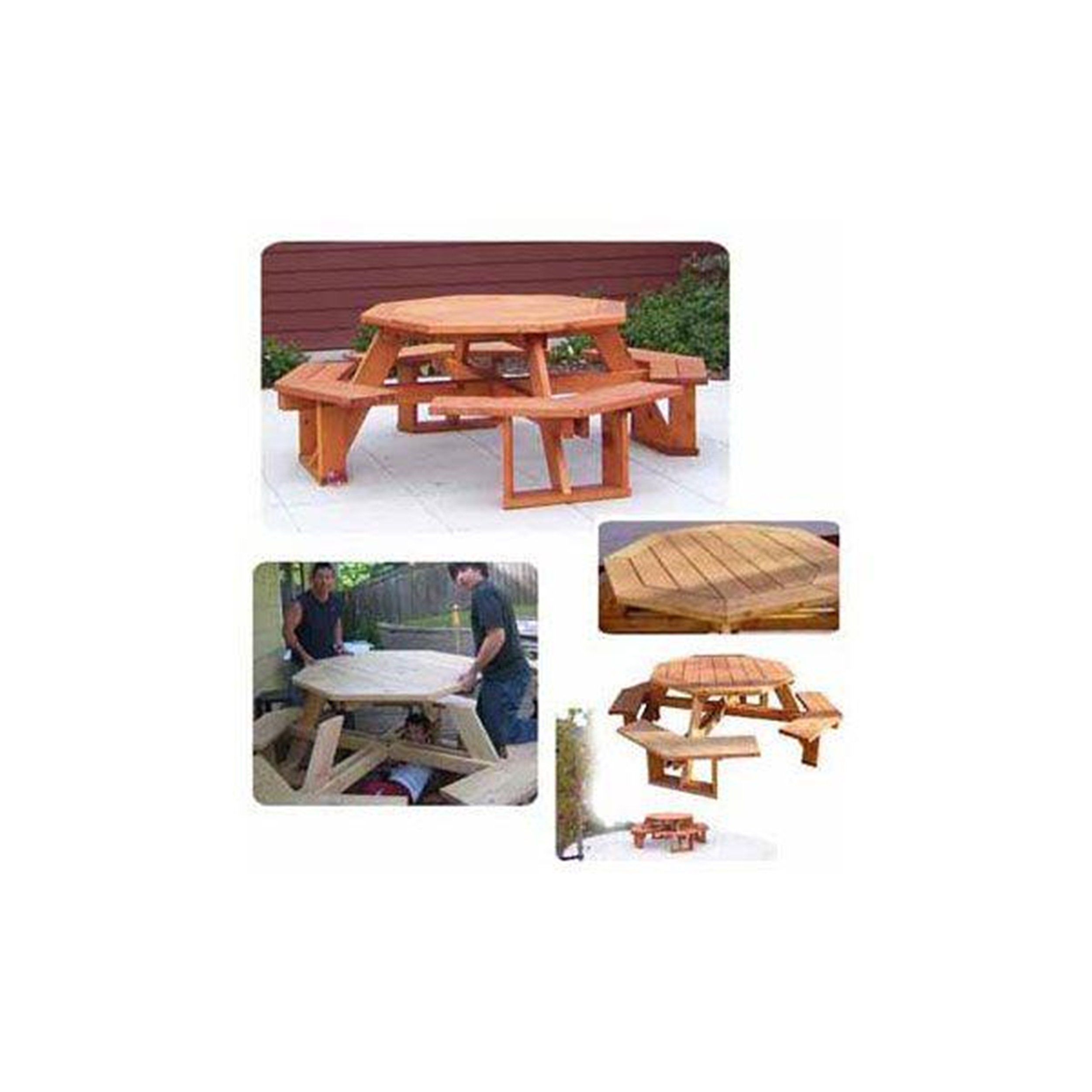 Woodcraft Project Paper Plan To Build Octagon Picnic Table - Material Not Included
