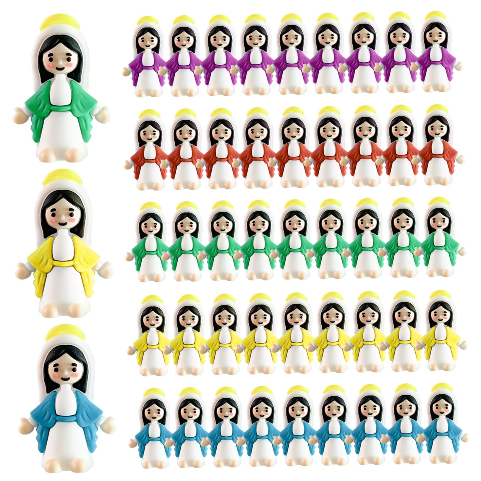 Grsrkep 5 Colors Tiny Jesus Figures 50 Pack, Mini Jesus Figurines Soft Rubber Religious Decorations For Easter And Christian Celebrations