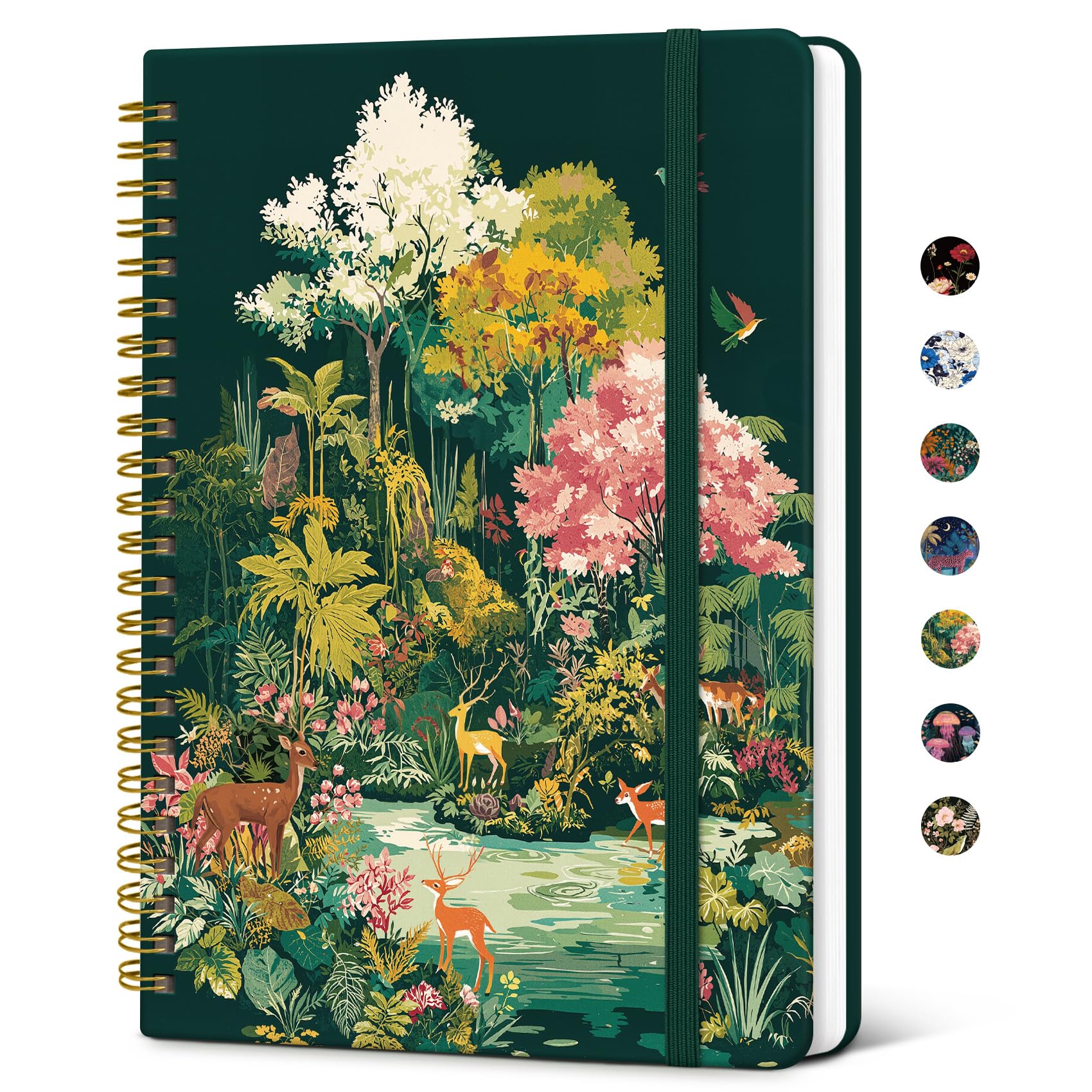 Taja Lined Spiral Notebook Journal for Women A5(5.8" × 8.3"), Cute Hardcover Notebook for Work, School & Note Taking, Pretty College Ruled Journal for Writing, 140 Pages, Enchanted Forest