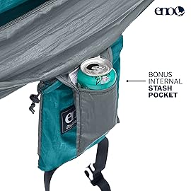 ENO DoubleNest Hammock - Lightweight, Portable, 1 to 2 Person Hammock - for Camping, Hiking, Backpacking, Travel, a Festival, or The Beach - Seafoam/Grey