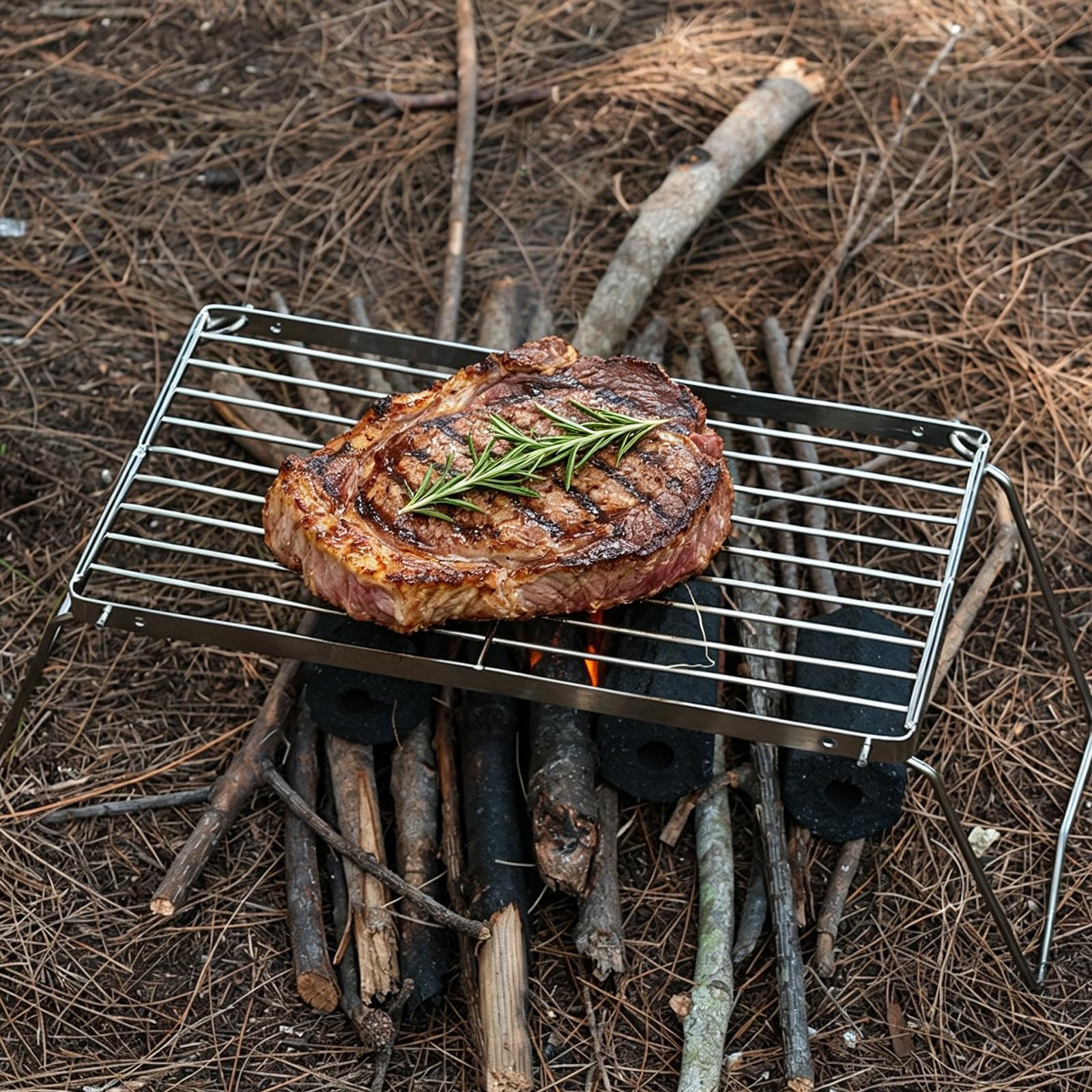 Foonary Barbecue pieghevole in acciaio inox, 30 x 16 cm, griglia autoportante per braciere, griglia da appoggiare, adatta per trekking, viaggi, picnic, pesca, giardino, falò