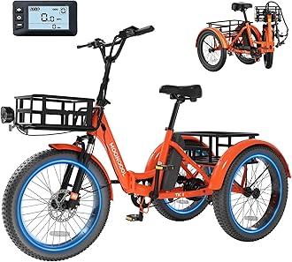 Electric Tricycle for Adults, 500W/750W 48V Folding Electric Trike Peak Power 1100W, 20"x3.0" Fat Tire 3 Wheel Ebike, Aluminum Adult Tricycle with Removable Battery, Rear Differential
