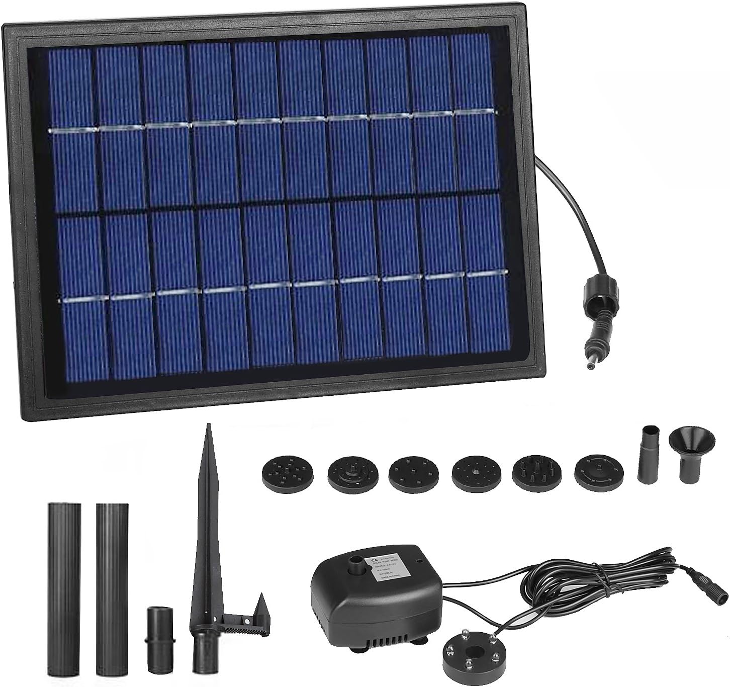MOUNTAIN_ARK Outdoor Solar Powered Fountain Water Pump with LED Lighting Kit Decorative Waterfall Submersible for Pool Garden Pond Bird Bath