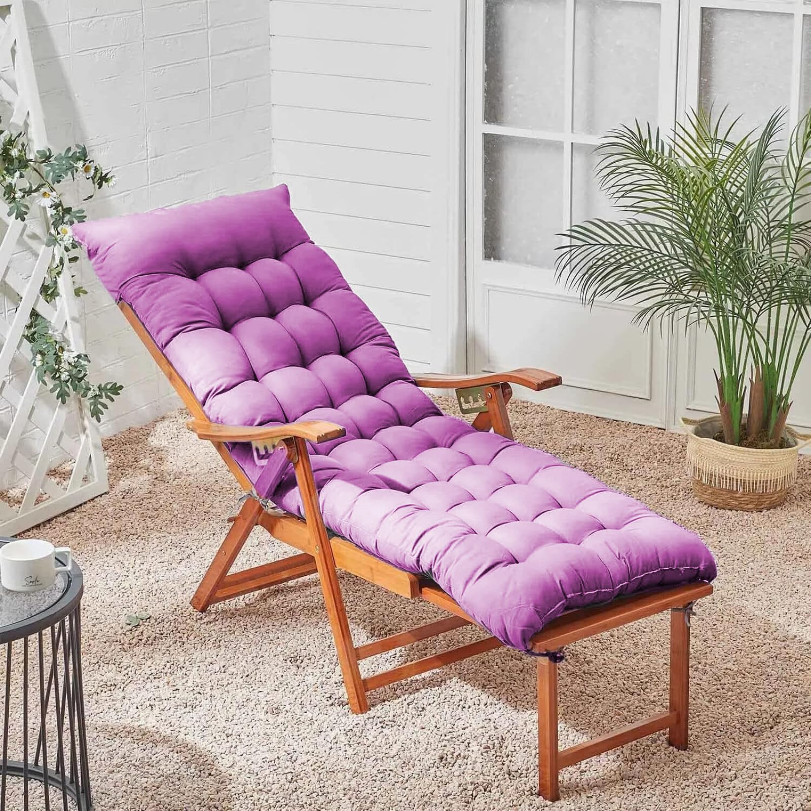 KYMMPL Thickend Sun Lounger Cushion Chaise Rocking Chair Cushion with Ties Comfy and Soft Recliner Relaxer Solid Color Mattress for Indoor& Outdoor Furniture (Lavender Violet,100 * 40)