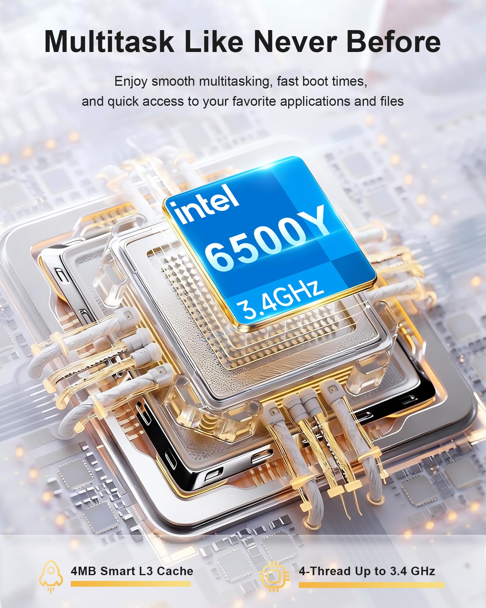 15.6" Laptop Computer, Laptop with 16GB RAM 512B SSD, Gold 6500Y (Up to 3.4GHz), 1080P FHD IPS Display, Type-C, HDMI, USB3.2, WIFI, Bluetooth, Long Battery Life, Laptops for Business & Student