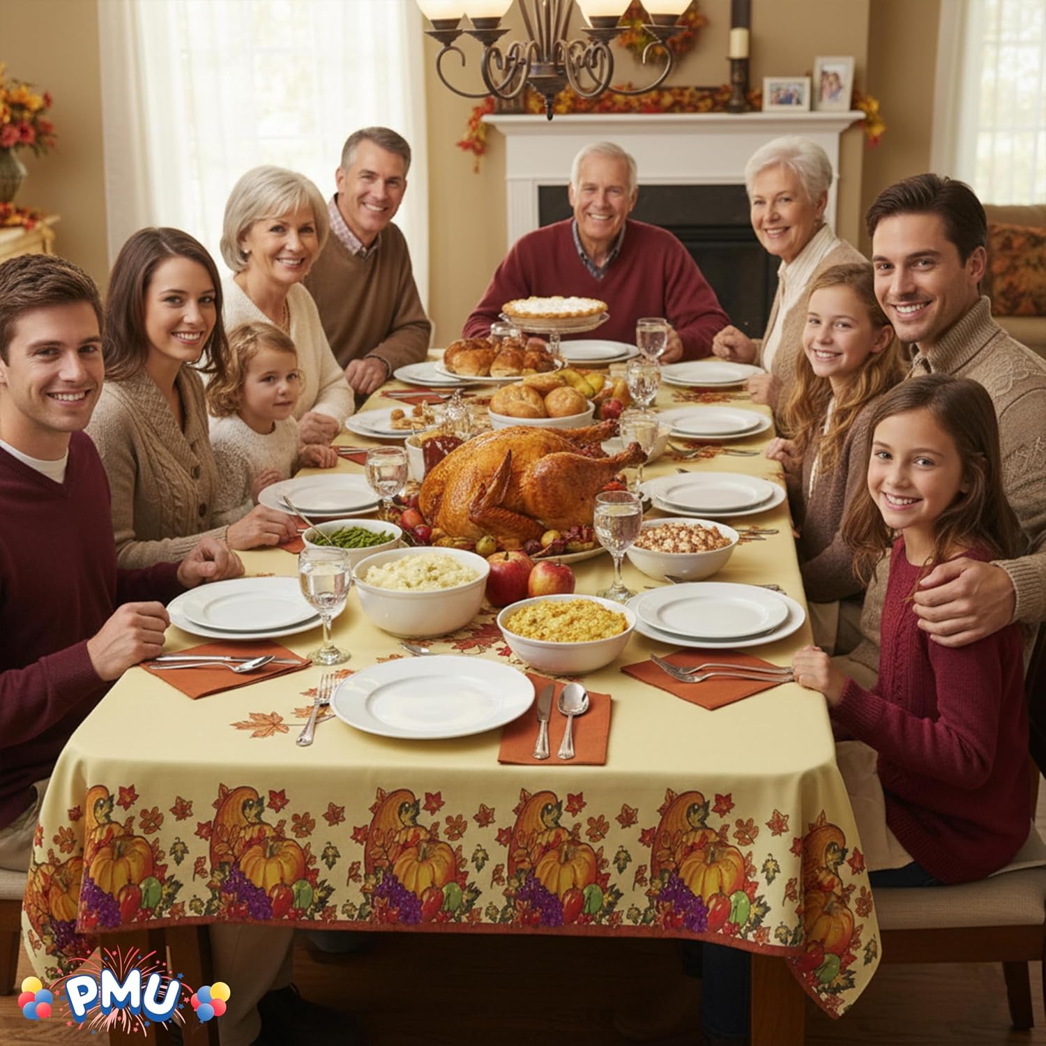 PMU 12 Pack Thanksgiving Tablecloth, 54" x 108" Plastic Table Cover for Fall Harvest Thanksgiving Parties and Decorations
