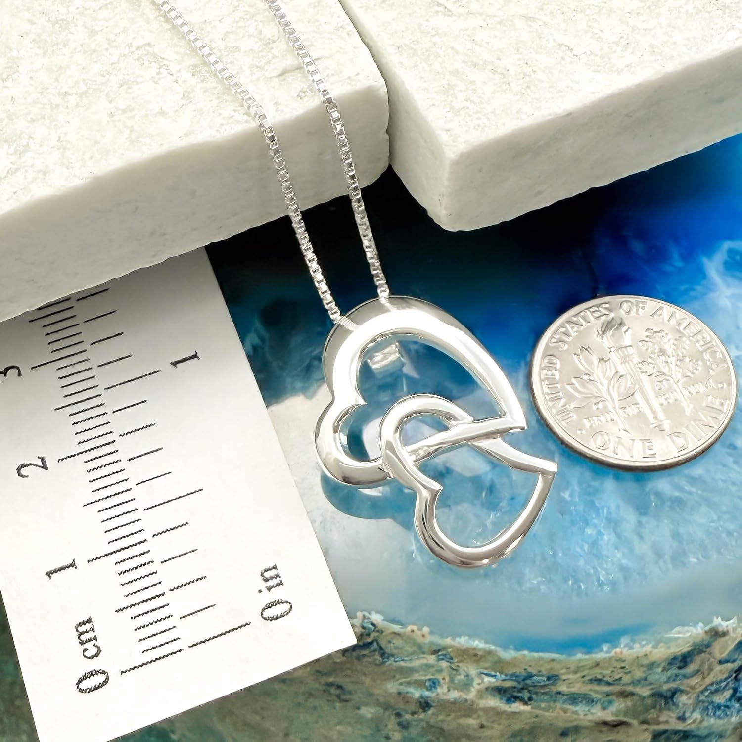 Double Heart Necklace, Sterling Silver Heart Necklace, Mother Gift Necklace, Gift for Daughter, Gift for Son, Mother Daughter Necklace, Mother Son Necklace Sterling Silver