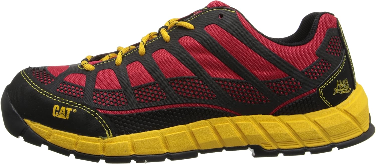 Cat Footwear Men's Streamline Composite Toe Construction Shoe 8 Wide Red/Yellow