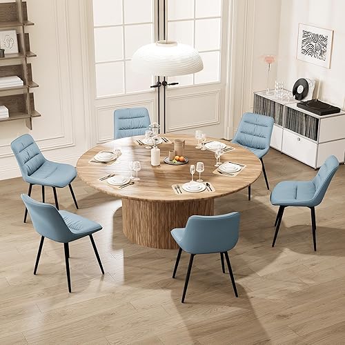 Miniatura 8 de Kidol & Shellder Juego de 2 sillas de comedor, modernas sillas laterales tapizadas de piel sintética con respaldo cómodo, silla sin brazos de