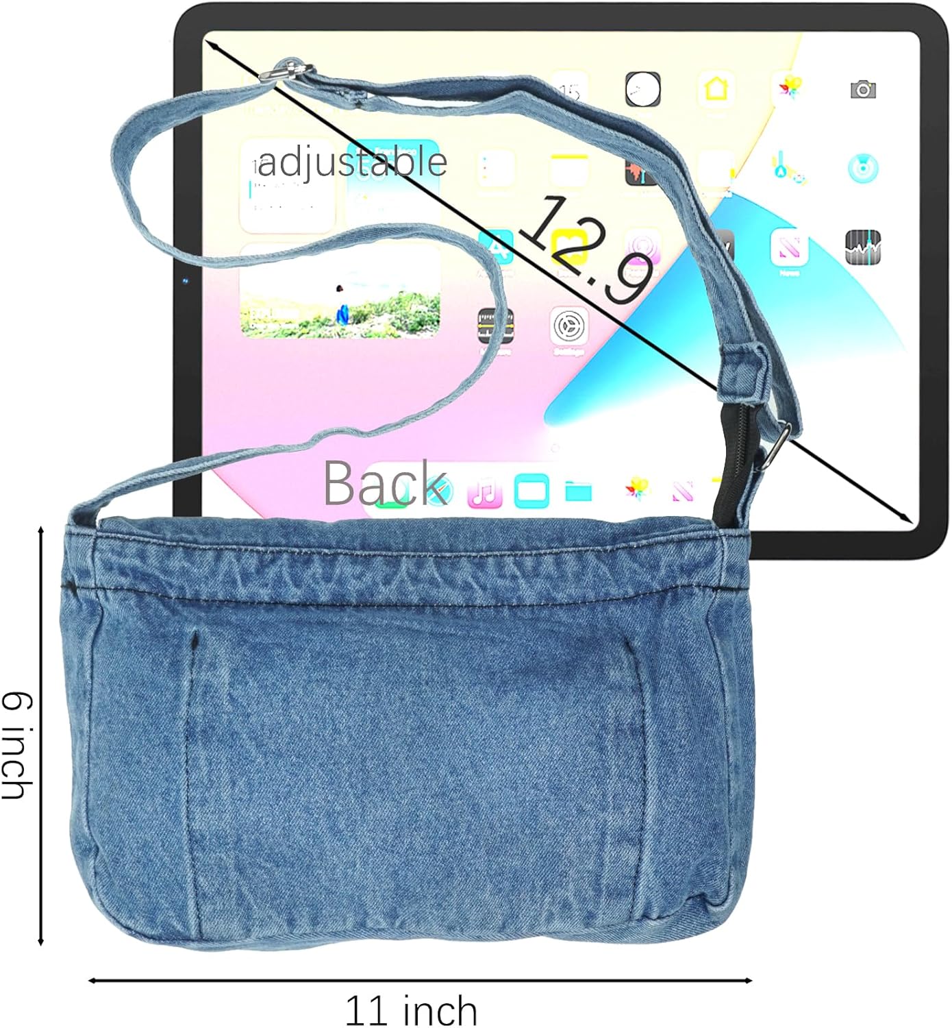 YunZh Denim Hobo Bag, Casual Style Lightweight Classic Retro Travel Shopper Purse Shoulder Handbag Messenger Bag - Image 4