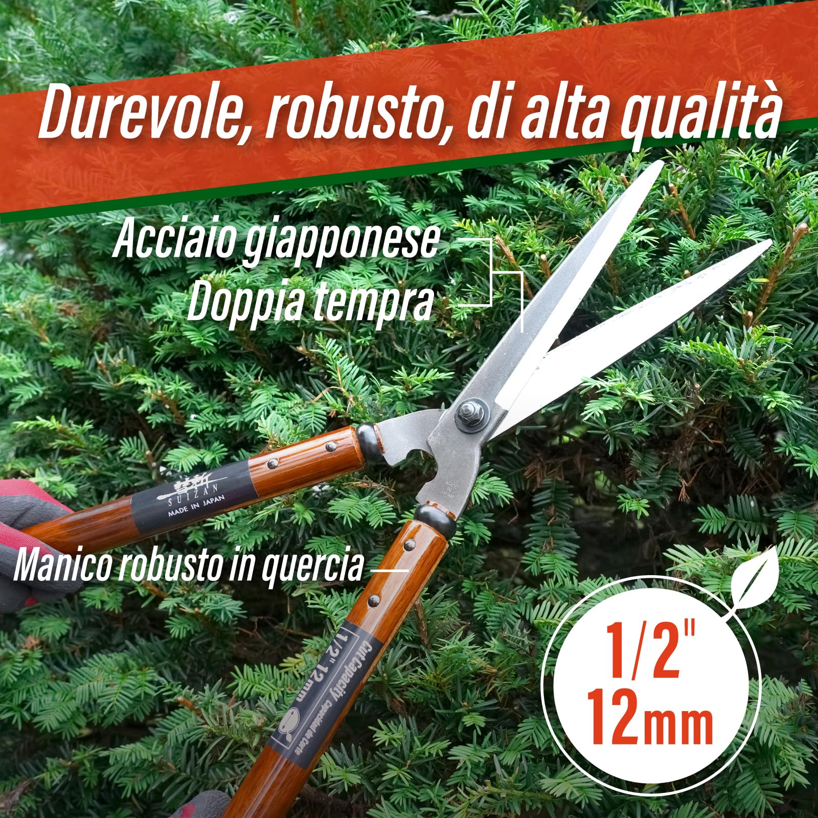 SUIZAN Cesoie per siepi 575mm Forbici da potatura giapponesi professionali