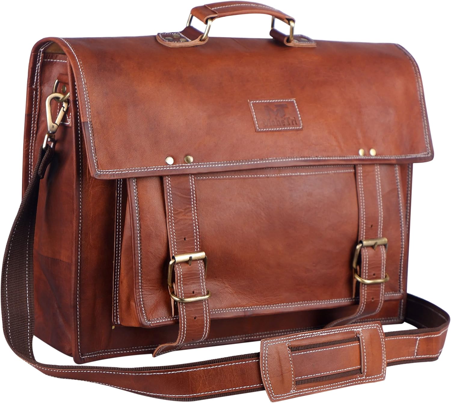 Office Best Leather Laptop Bag for Men Large Leather Briefcase Bag Men 18" es Padding For Laptop | Ideal for gifts | Gift for him