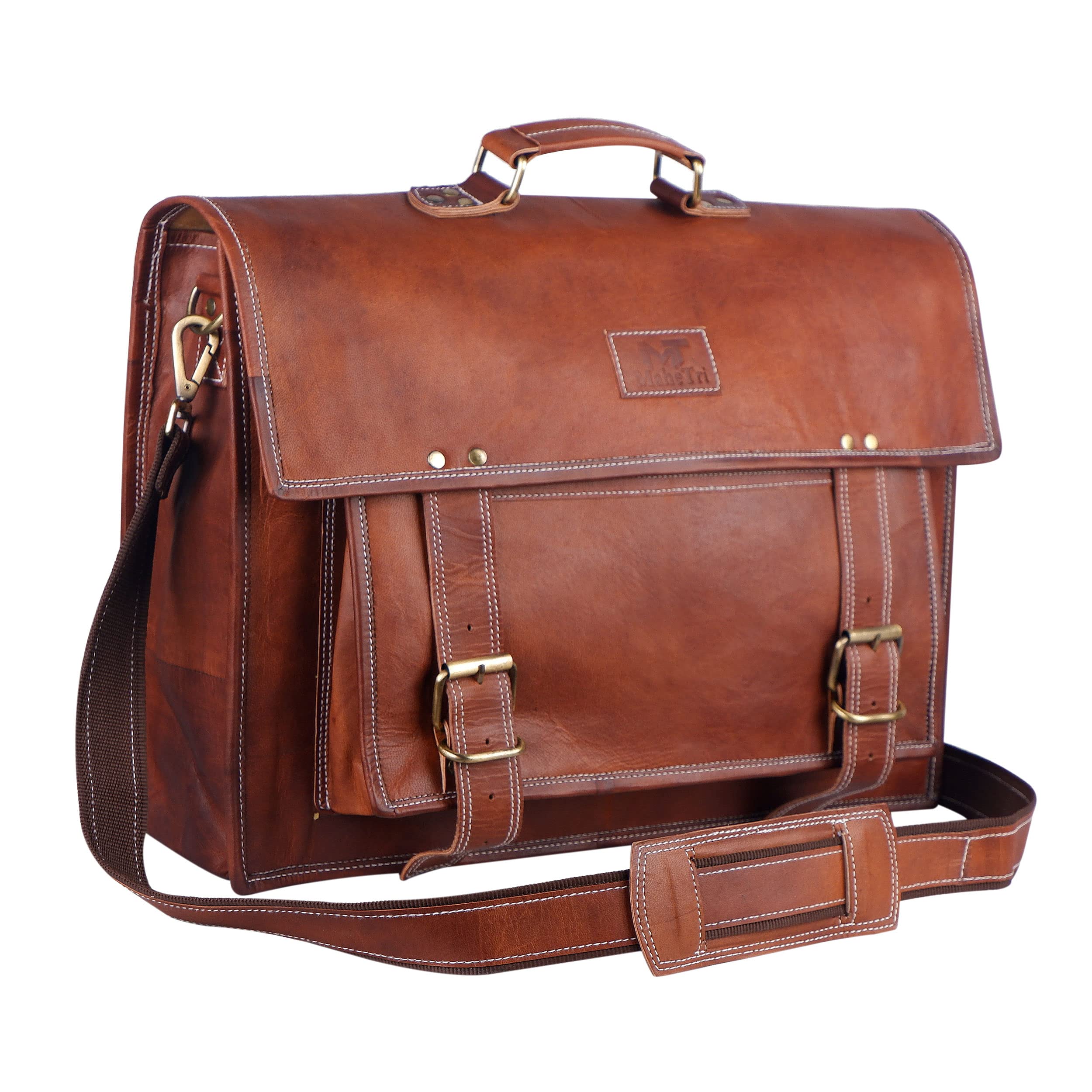 office best leather laptop bag for men large leather briefcase bag men 18" es padding for laptop | ideal for gifts | gift for him