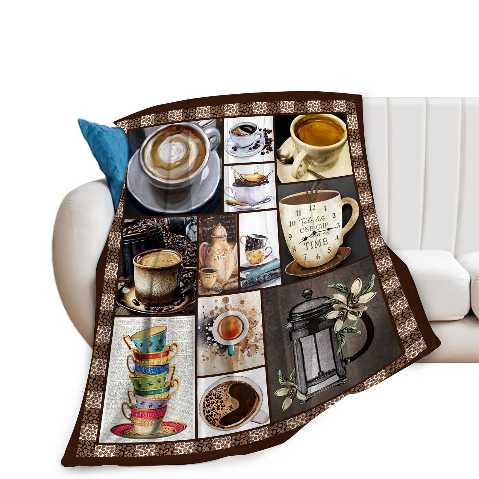 Coffee Blanket Gifts for Girls & Boys - Motivational Food Throw Blanket, Soft Warm Flannel Fleece for Kids & Adults, 40