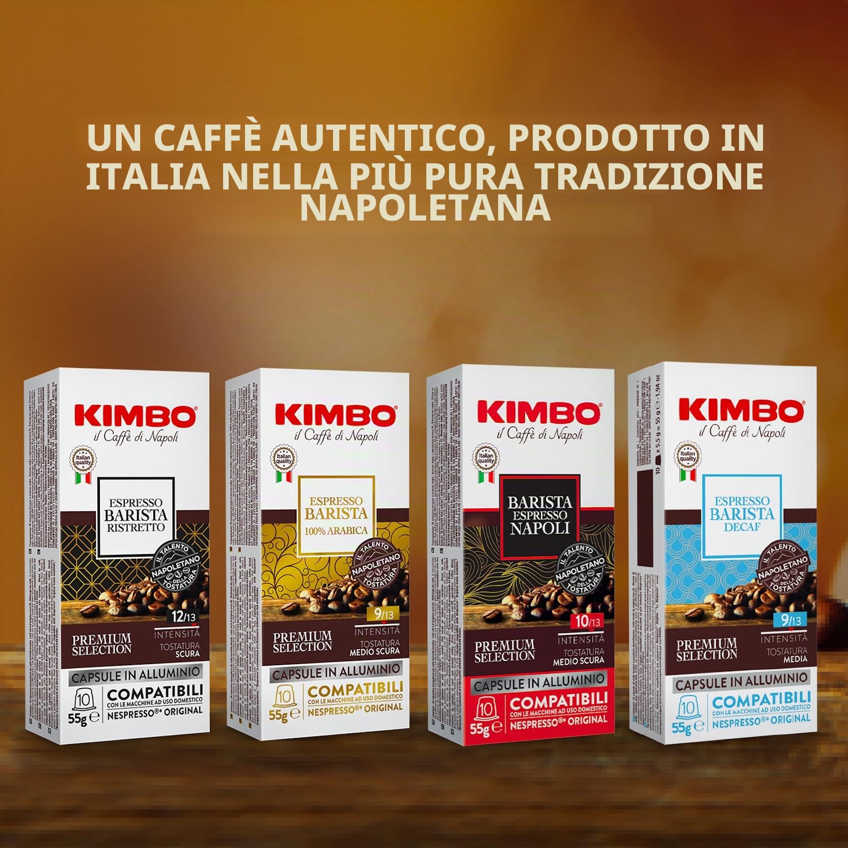 Kimbo Capsule Compatibili Nespresso* Original in Alluminio - 400 Capsule - Espresso Barista Ristretto - 40 Confezioni da 10 Capsule