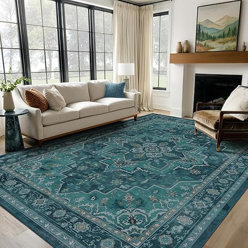 Miniatura 76 de Alfombras Redondas Beige de 4 pies, Alfombra Circular Pequeña Antideslizante Lavable de Pelo Bajo y Fina para Entrada, Cocina, Comedor, Alfombra