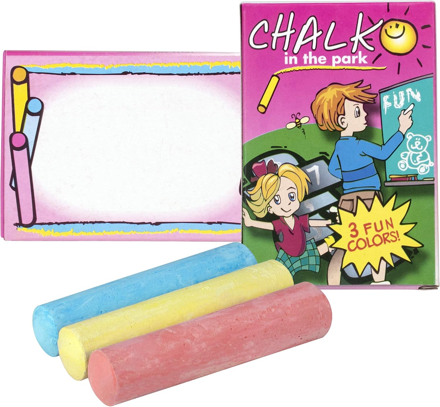 Sidewalk Chalk Set – 3 Pcs Multi-Color Jumbo Street Chalks – 3 Bright & Cheerful Colors – Nontoxic, Washable Tapered Chalks for Teachers and Schools - 1 x 4 Inches