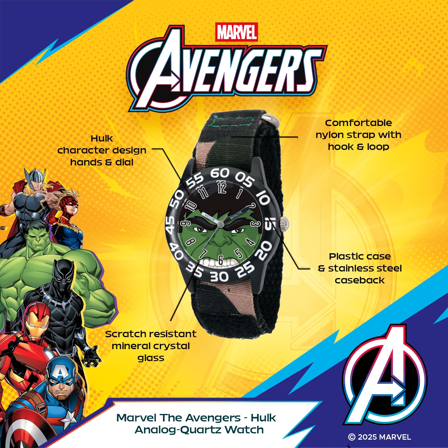 Marvel Kids' Plastic Time Teacher Analog Quartz Nylon Strap Watch