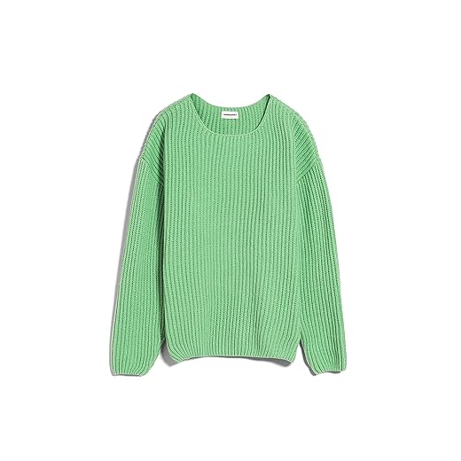 ARMEDANGELS SAADI SOLID - Damen Pullover Loose Fit aus Bio-Woll-Mix (Recycled) M Apple Neon Strick Pullover Tiefer Rundhalsausschnitt Loose Fit