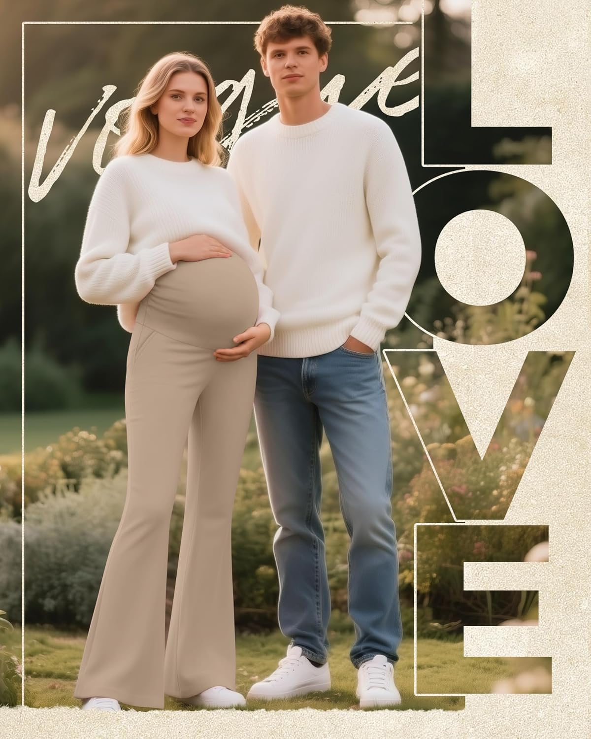 3 Pack Women's Maternity Pants Over The Belly Pregnancy Pants Comfy Bootcut Pregnant Sweatpants with Pockets - Image 2