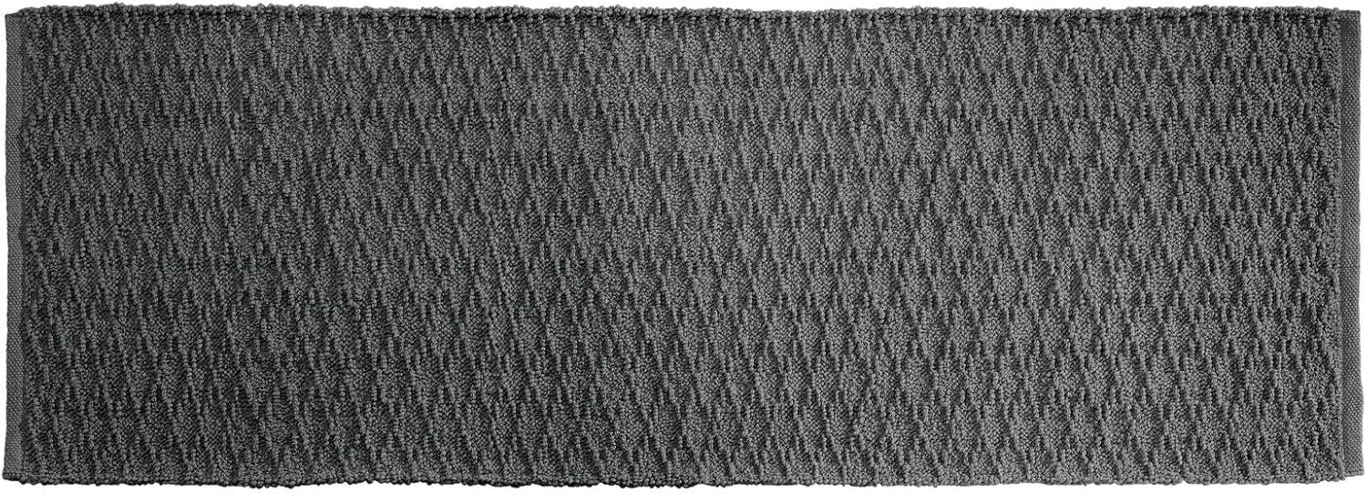 mDesign Soft 100% Cotton Luxury Hotel-Style Rectangular Spa Mat Rug, Water Absorbent, Diamond Design for Bathroom Vanity, Bathtub/Shower, Machine Washable - Long Runner, 60" x 21" - Charcoal Gray