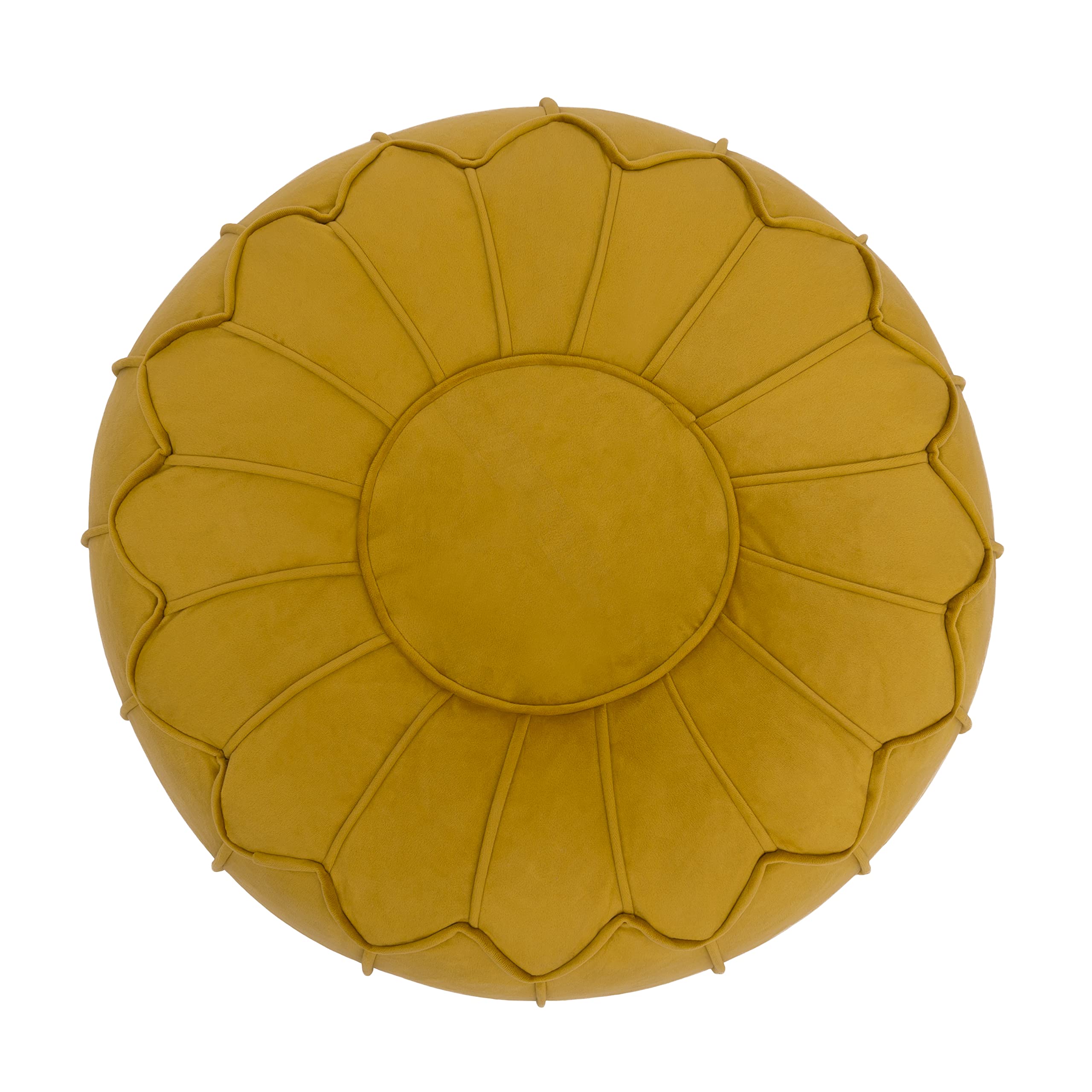 Loft 25 Reposapiés Puff Redondo | Comodo reposapies Salon Y Dormitorio para Adultos | Diseño Ergonómico Bean Bag para Horas De Relajación | Ligero Puf con Relleno Incluido (Cúrcuma)