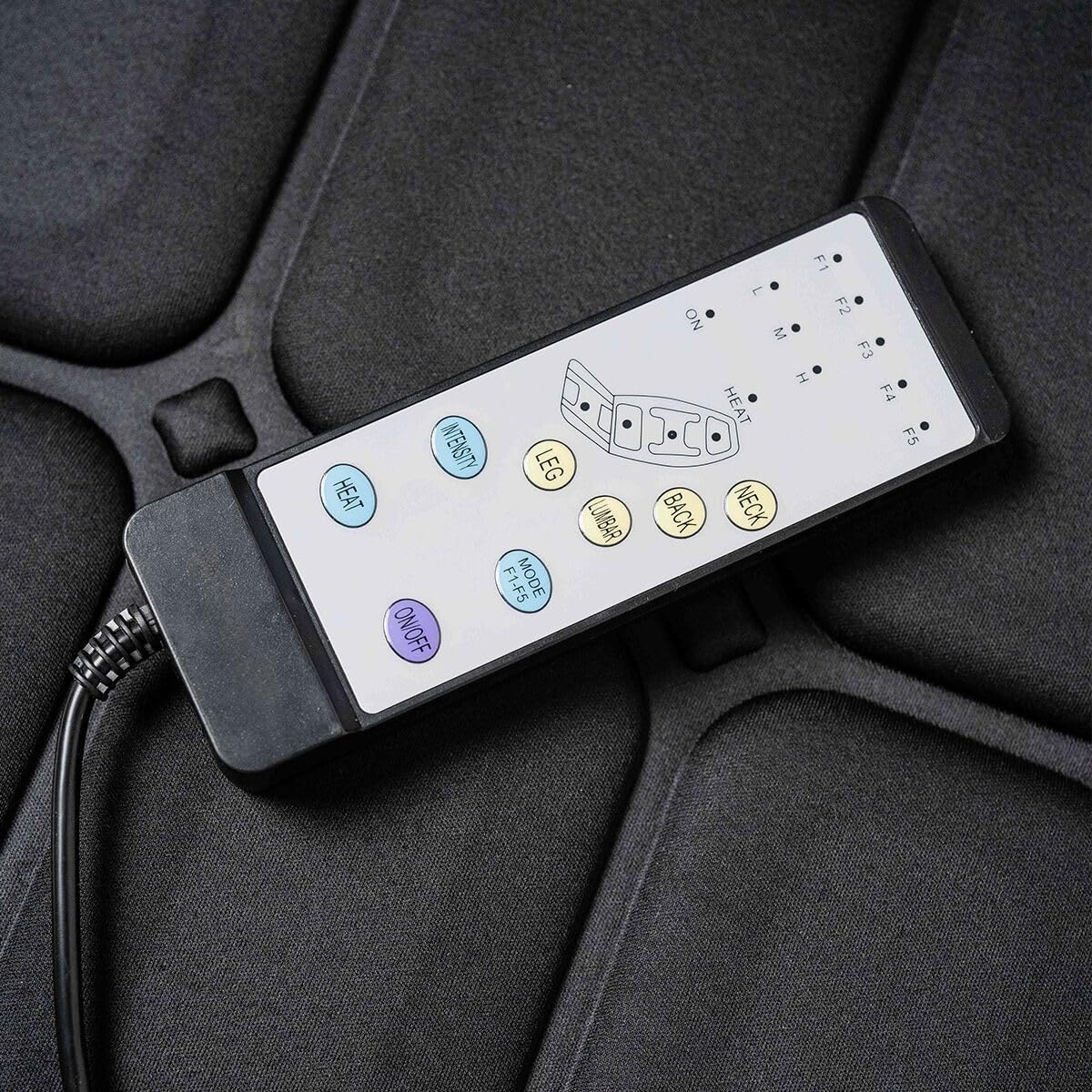 Colchón masajeador eléctrico con calefacción vibración, 10 motores vibrantes, 5 modos de masaje, 3 niveles de intensidad, calefacción lumbar, plegable, control remoto con cable, relajación muscular en