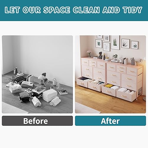 Miniatura 6 de LUMTOK - Cómoda de 10 cajones, cómodas de almacenamiento de tela para dormitorio, pasillo, habitación del bebé, armarios, marco de acero, parte 10