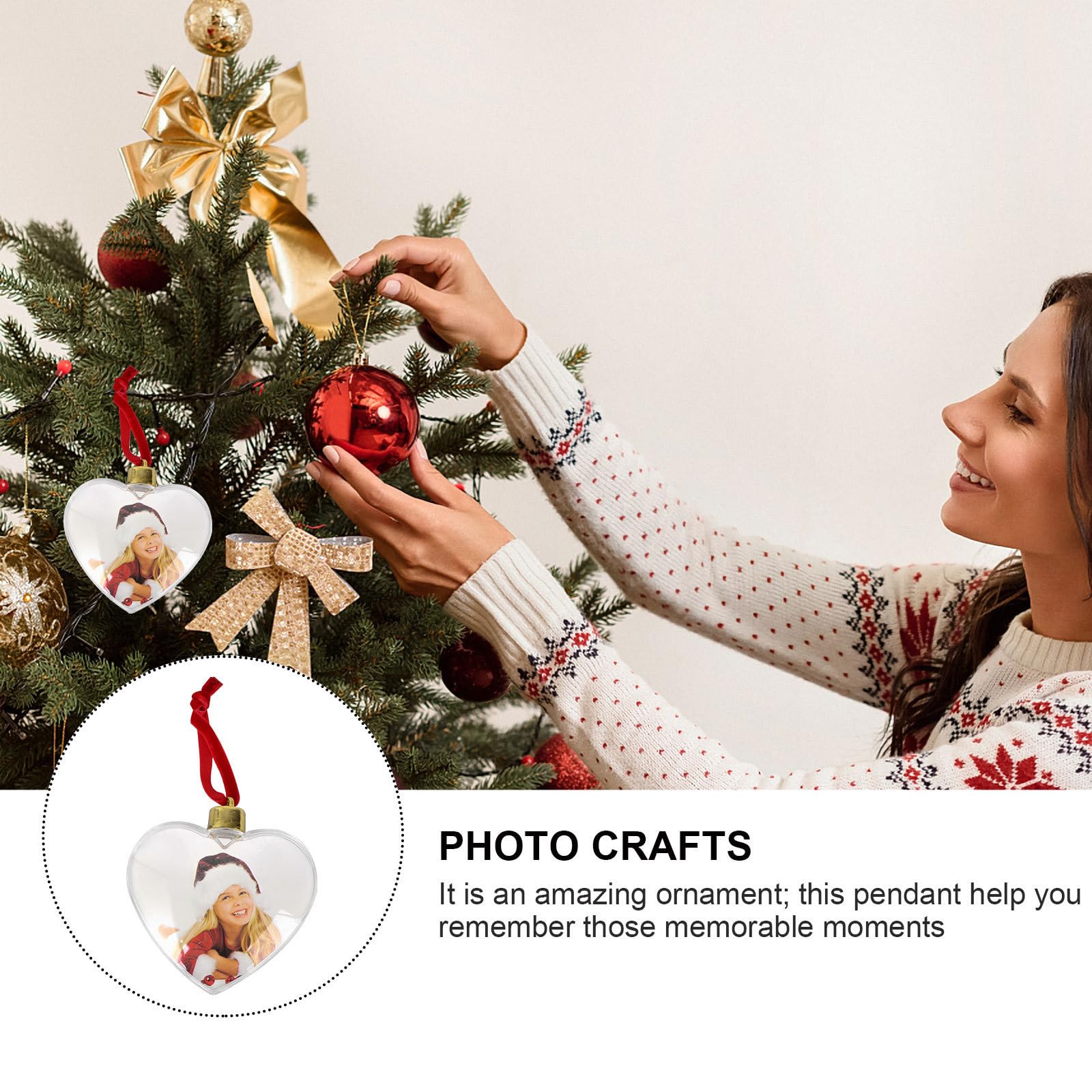 6 Pezzi Decorazioni Fotografiche Sospese in Plastica Bianco per Decorazione Casa e Feste, Ornamenti DIY a Forma di Ciondolo per Atmosfera Accogliente