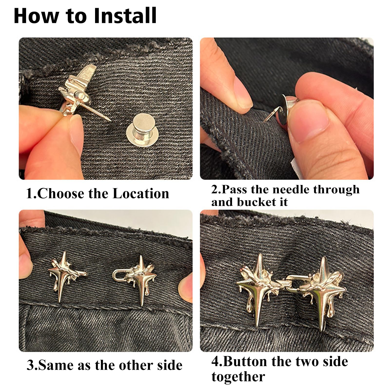 10 Piezas De Tensores Para Pantalones En Forma De Estrella - Clip Metálico, Sin Costura, 4 Colores