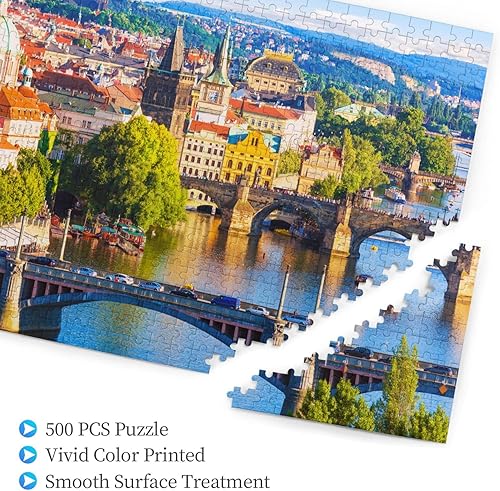 Miniatura 2 de Rompecabezas de madera de 500 piezas Praga Cityview desafiante rompecabezas regalo para adultos, novio, novia
