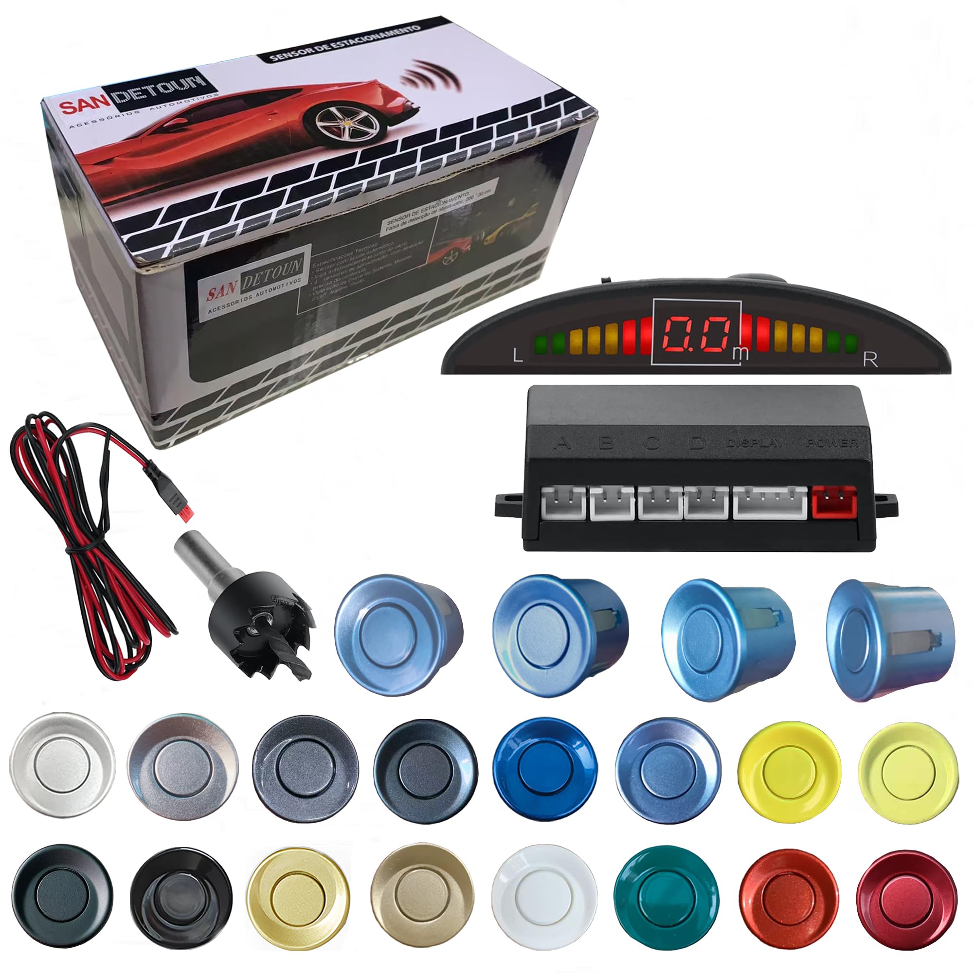 Parking Sensor Kit Backup Sensor Kit Reverse Sensor for Car 20 Color Options for Probes Adjustable Alarm Volume Professional Sensore de Reversa para Carro Safe Driving Assistant LightBlue