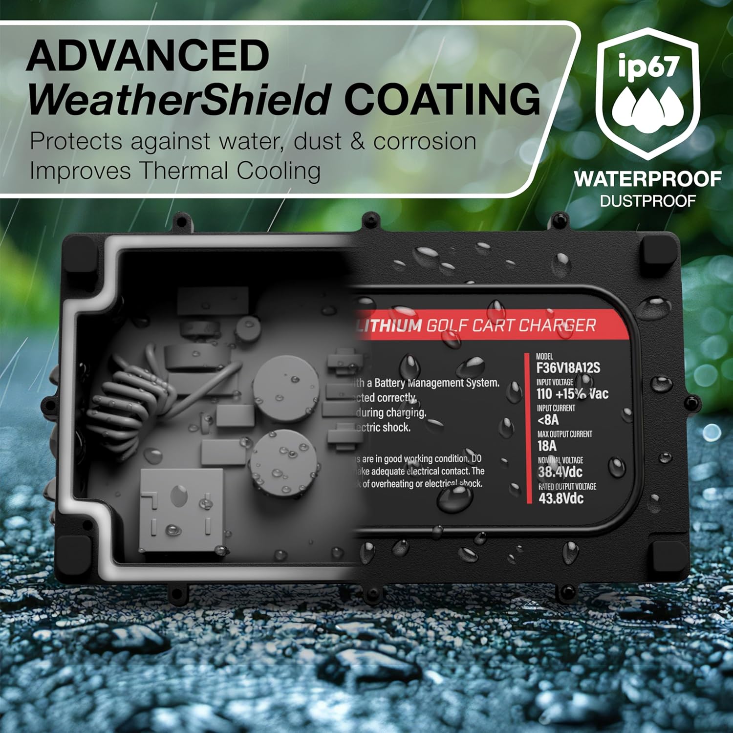 FORM 36V 18A Lithium Golf Cart Charger - Waterproof Design - 43.8 Volt Output - Onboard Smart Charger for Lithium or LiFePO4 Batteries - Image 5