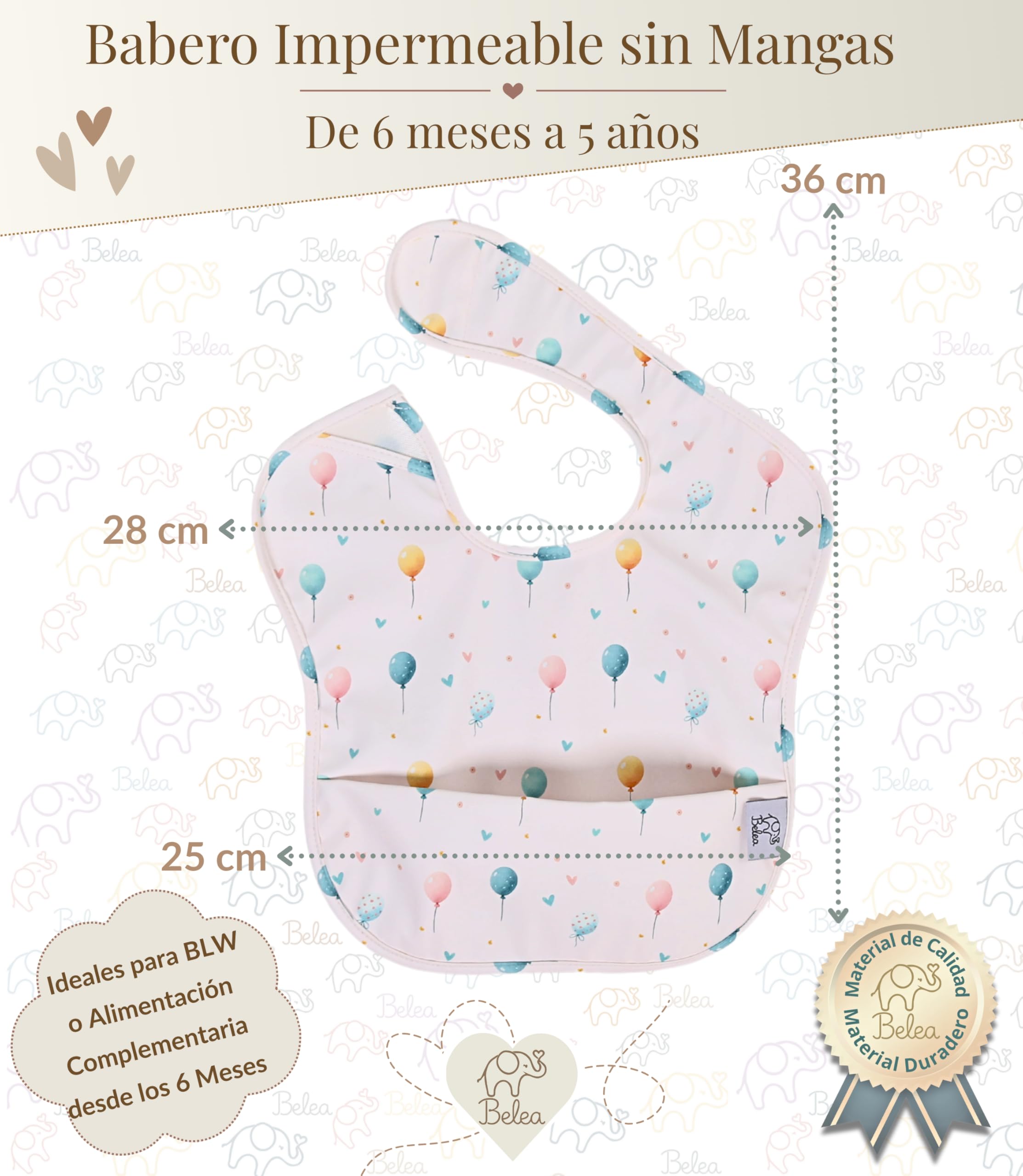 Pack 2 Baberos Bebe Impermeables Sin Mangas BLW 6 Meses a 5 Años Bolsillo Recogemigas Babete Impermeável Babero Infantil Sin BPA Regalo Baby Shower Cumpleaños Bebé — view 8