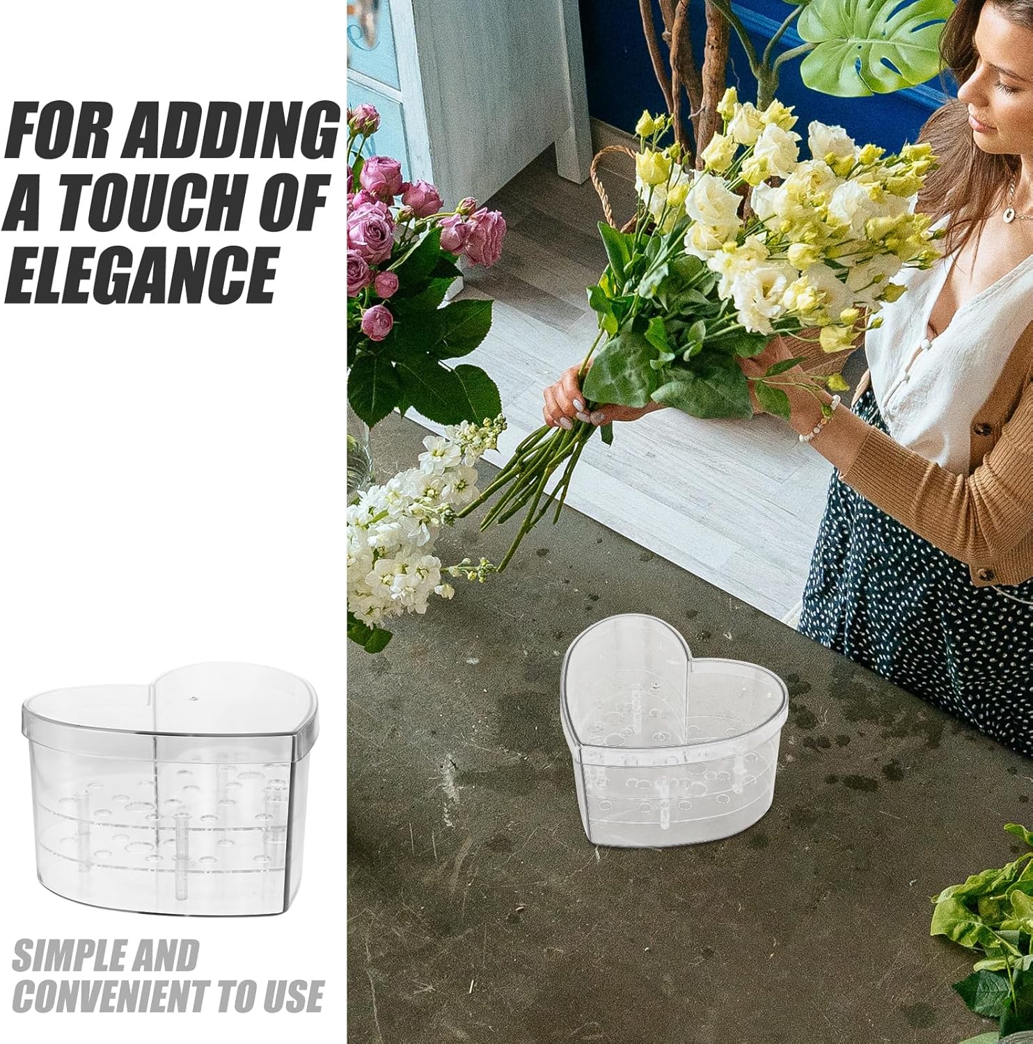 LIFKOME Heart-Shaped Acrylic Flower Box Clear Floral Arrangements Case for Wedding and Holiday Packaging 8.5 Inch Transparent Decorative Display Container