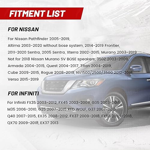 Miniatura 2 de RED WOLF Adaptador de arnés de cableado de altavoz para puerta de automóvil, enchufe compatible con Nissan Sentra Altima Rogue 2004-2019, Infiniti