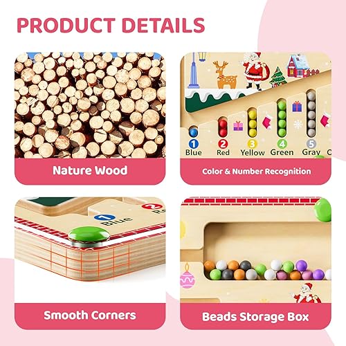 Miniatura 3 de Laberinto magnético de color y números, juguetes Montessori para niños de 3 años en adelante, tablero de actividades de rompecabezas de madera,