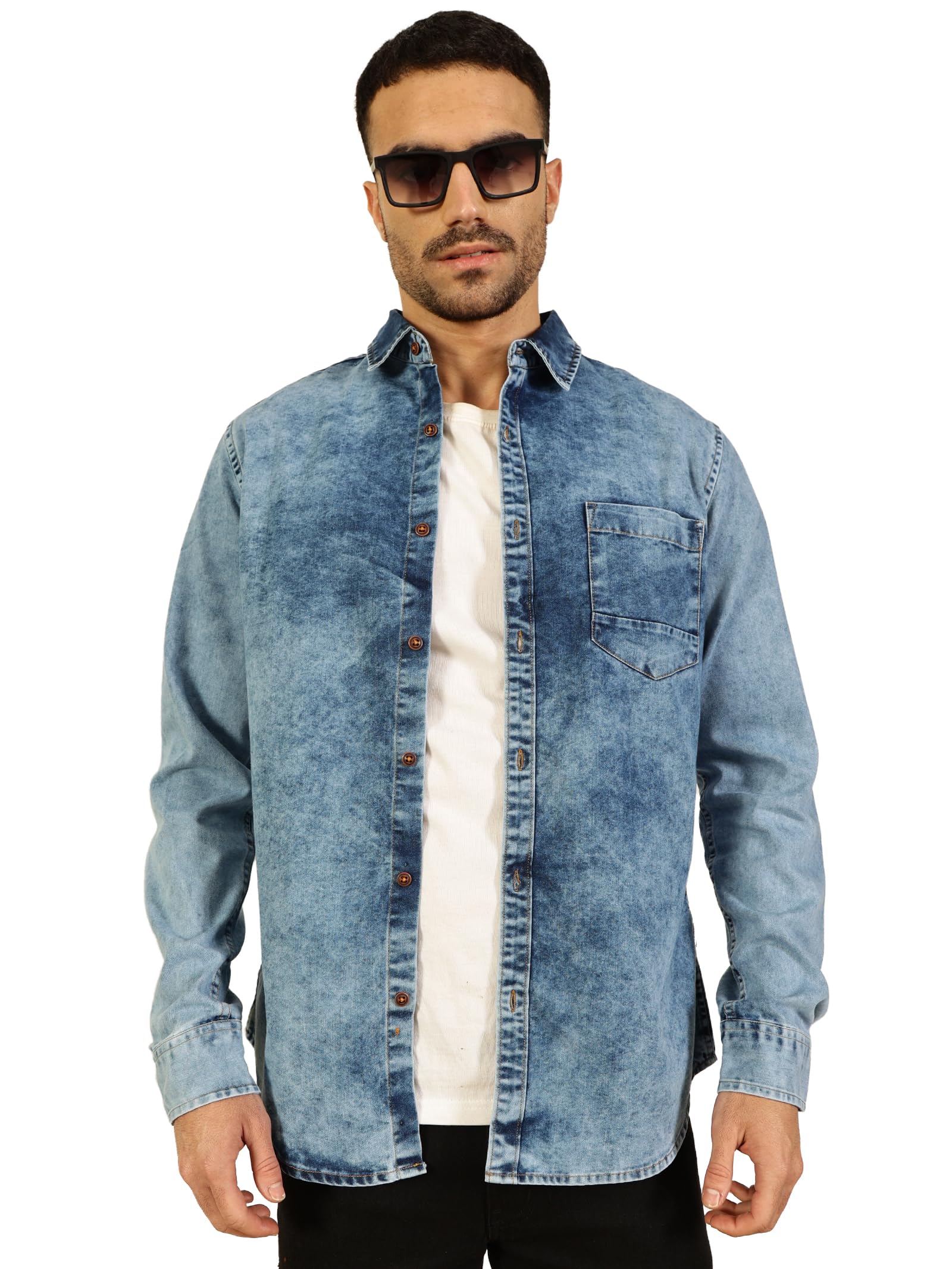 thomas scott Men Slim Fit Full Sleeves Denim Casual Shirt-picture-27
