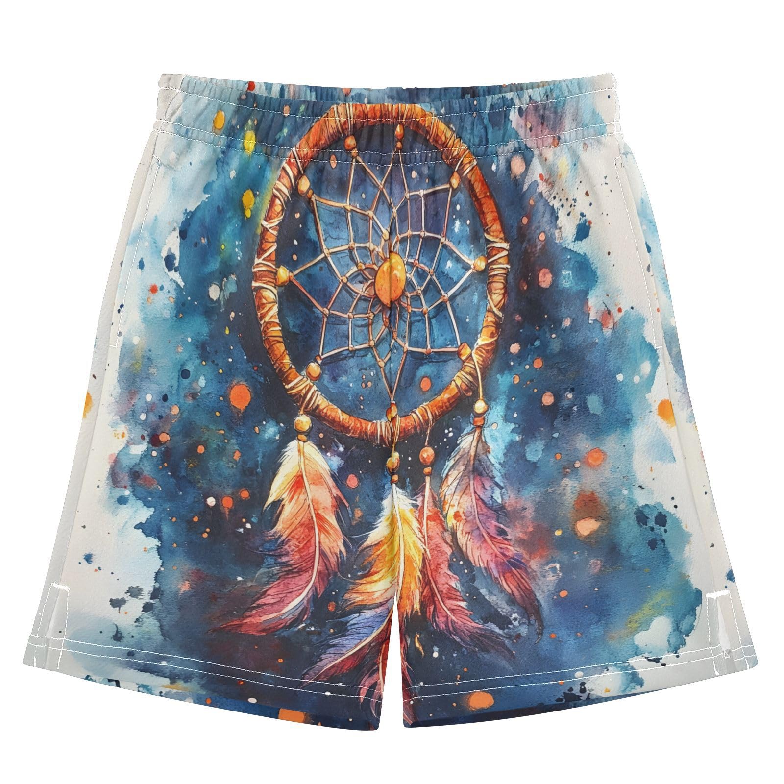 panksolu Dream Catcher Watercolor Boys' Shorts Summer Cotton Adjust Pocket Boys Shorts Size 8 Years Multicolor