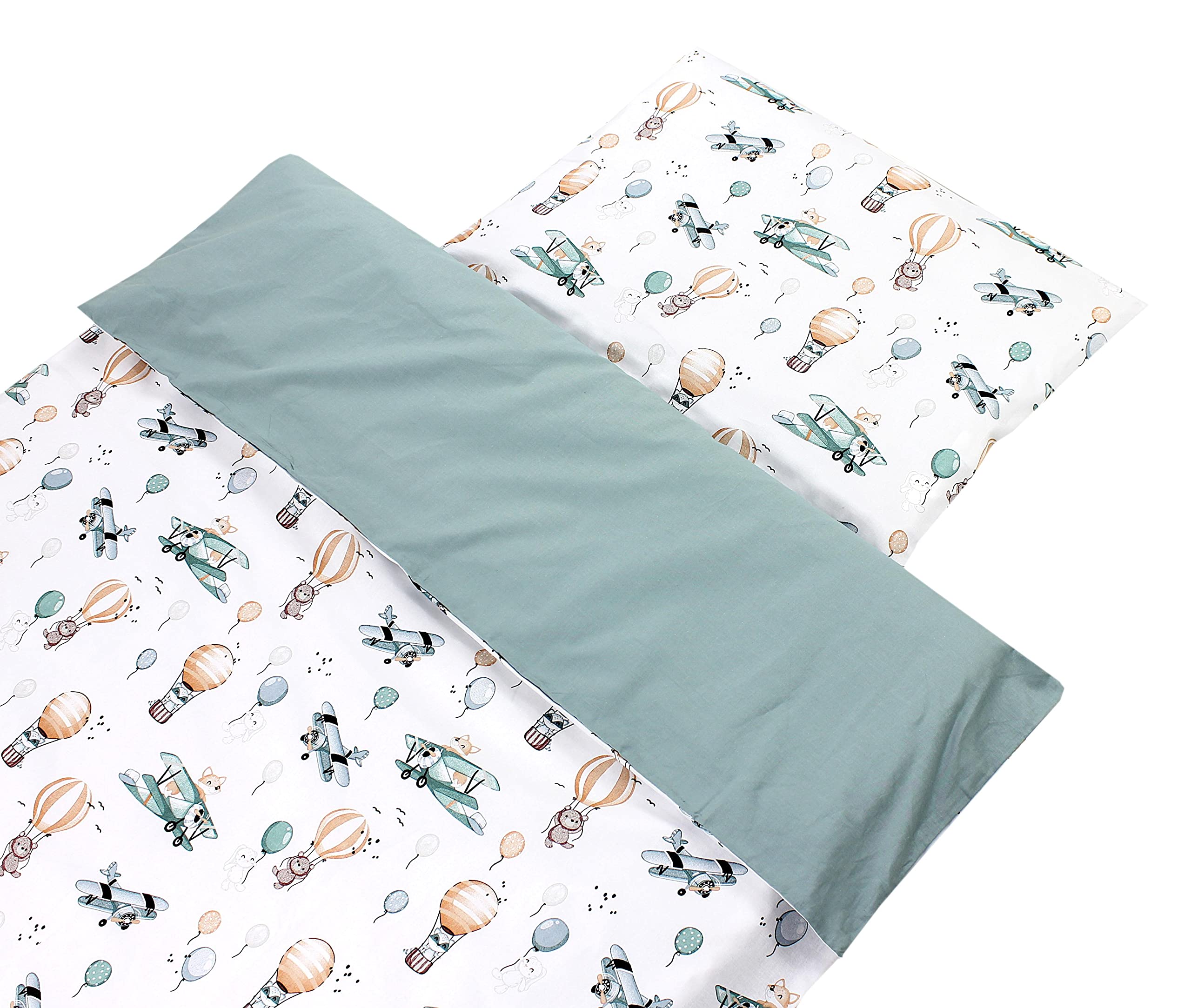 TupTam Juego de Ropa de Cama para Niños, de 2 Piezas., Zorros en el avión/Verde, 120x90 cm — view 4