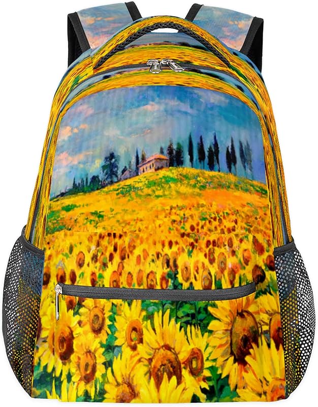 Mochilas de girassol para mulheres e homens, mochila escolar de pintura a óleo para meninos e meninas adolescentes, mochilas para laptop para faculdade de trabalho, mochila de viagem à prova d'água mochila para livros para caminhadas, Multi em oferta na Shopee
