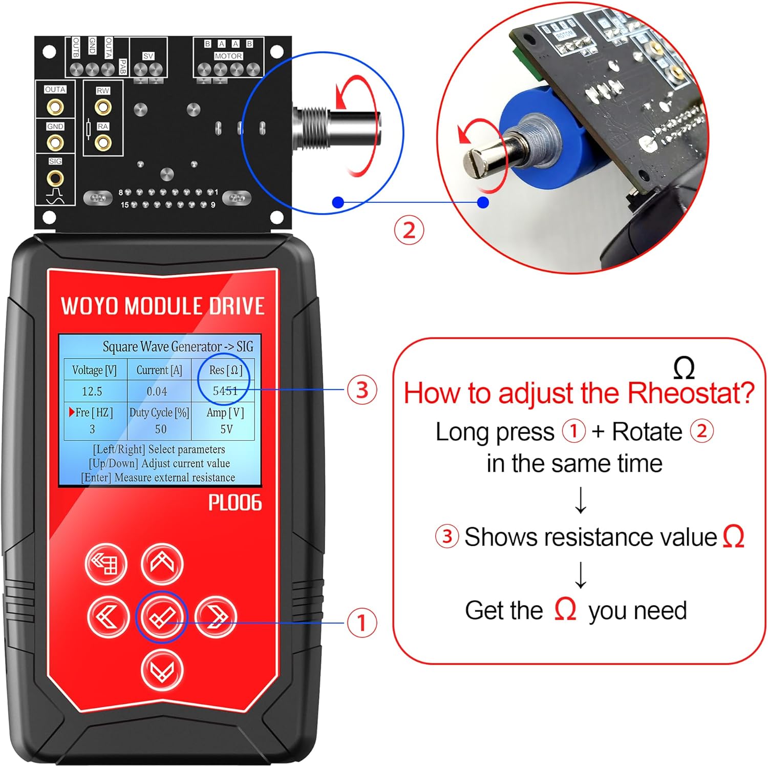 WOYO PL006 Automobile Ignition Coil Test, Injector Solenoid Valve Idling Stepper Motor Instrument Diagnosis, PWM Signal Simulator, Adjust Duty Cycle/Rheostat/Coil Driving Current/Signal Volt, etc