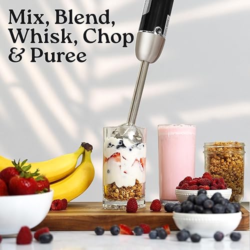 Miniatura 7 de Zulay - Batidora de mano con barra de inmersión - 800 vatios, modo turbo, cable eléctrico de alimentación de 5 pies, portátil de mano, cuchillas de